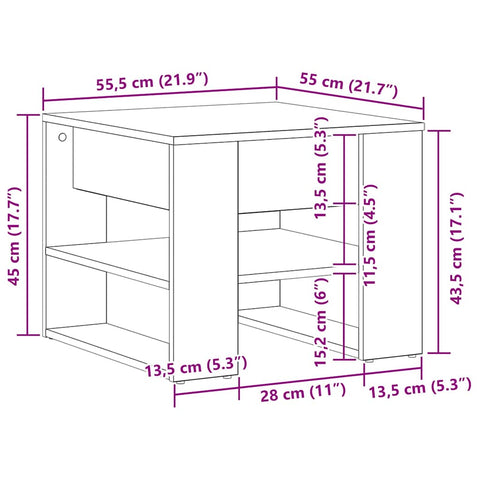 vidaXL Coffee Table Black oak 55.5 x 55 x 45 cm Engineered wood