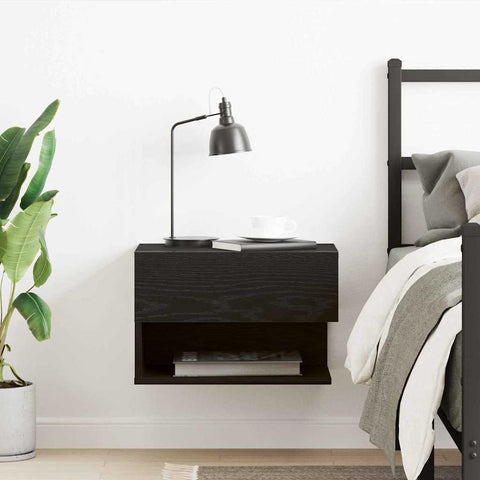 vidaXL Bedside Cabinet Black oak 46 x 29.5 x 30 cm Engineered wood