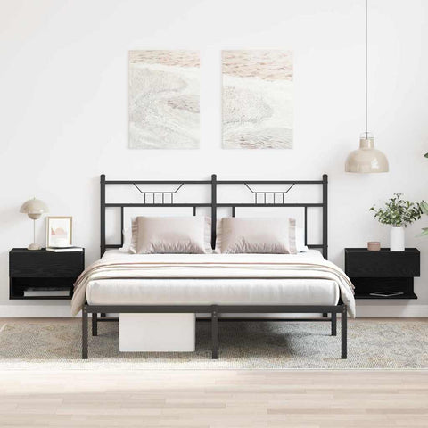 vidaXL Bedside Cabinet with Drawer 2 pcs Black oak 46 x 29.5 x 30 cm