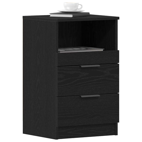 vidaXL Bedside Cabinet Black oak 40 x 35 x 65 cm Engineered wood