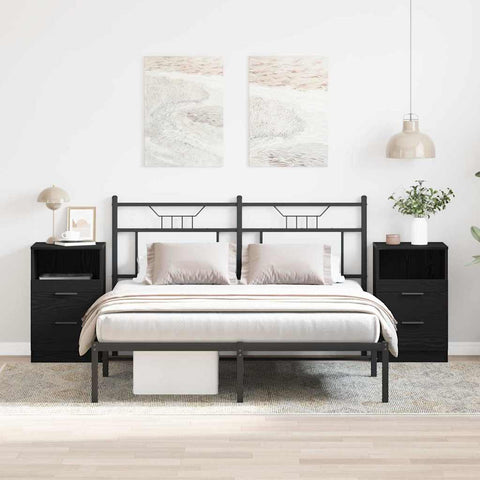 vidaXL Bedside Cabinet 2 pcs Black oak 40 x 35 x 65 cm Engineered wood