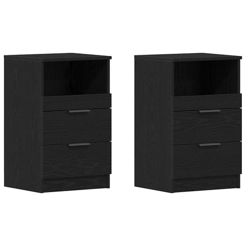 vidaXL Bedside Cabinet 2 pcs Black oak 40 x 35 x 65 cm Engineered wood