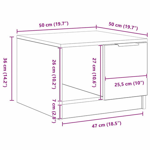 vidaXL Coffee Table Black oak 50 x 50 x 36 cm Engineered wood