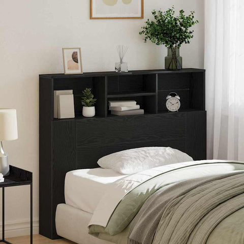 vidaXL Headboard Cabinet Black Oak 120 x 19 x 103.5 cm Engineered wood