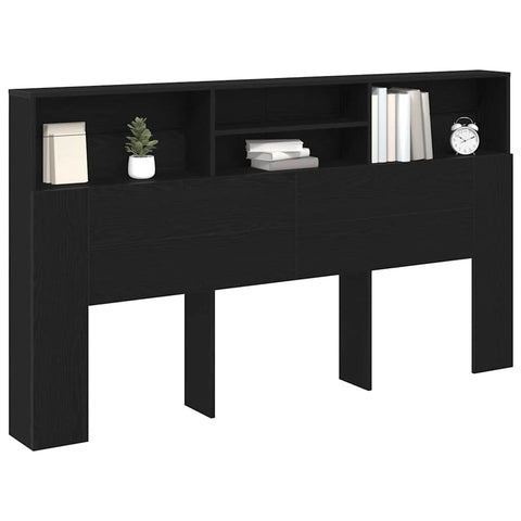 vidaXL Headboard Cabinet Black oak 180 x 19 x 103.5 cm Engineered wood