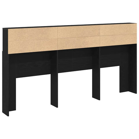 vidaXL Headboard Cabinet Black oak 200 x 19 x 103.5 cm Engineered wood