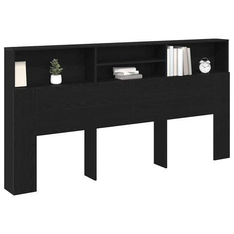 vidaXL Headboard Cabinet Black oak 200 x 19 x 103.5 cm Engineered wood