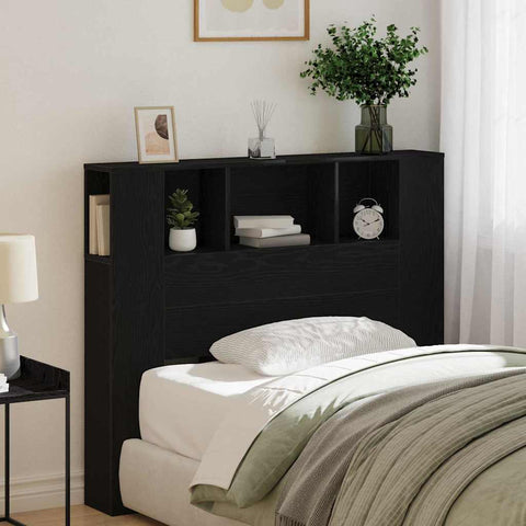 vidaXL Headboard Cabinet Black Oak 120x19x104,5 cm Engineered Wood