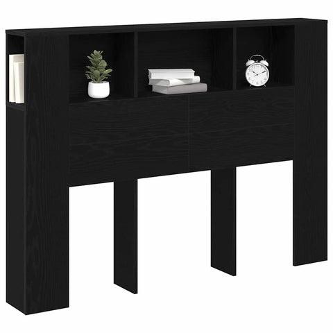 vidaXL Headboard Cabinet Black oak 140 x 19 x 104.5 cm Engineered wood