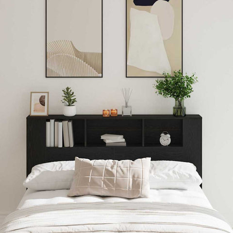 vidaXL Headboard Cabinet Black oak 160 x 19 x 104.5 cm Engineered wood