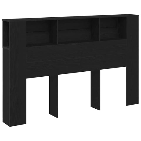 vidaXL Headboard Cabinet Black oak 160 x 19 x 104.5 cm Engineered wood