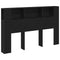 vidaXL Headboard Cabinet Black oak 160 x 19 x 104.5 cm Engineered wood