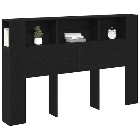 vidaXL Headboard Cabinet Black oak 160 x 19 x 104.5 cm Engineered wood