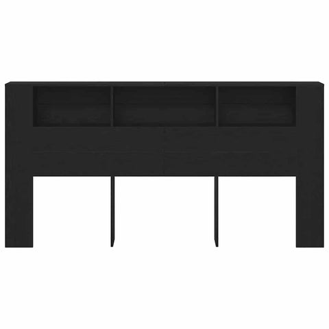 vidaXL Headboard Cabinet with Storage Black oak 200 x 18,5 x 104,5 cm