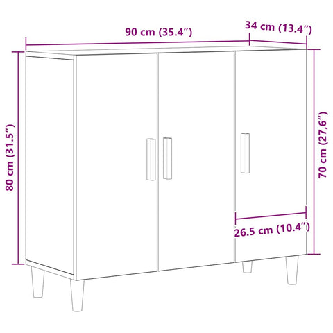 vidaXL Sideboard Black 90 x 34 x 80 cm Engineered wood