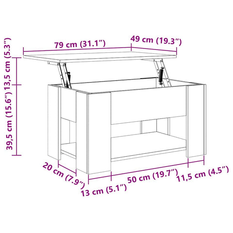 vidaXL Coffee Table Black Oak 79 x 49 x 41 cm Engineered Wood