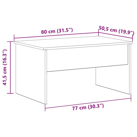 vidaXL Black Oak Coffee Table - 80 x 50.5 x 41.5 cm, Made from Engineered Wood