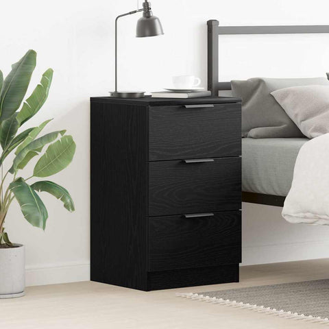 vidaXL Bedside Cabinet Black oak 40 x 65 x 65 cm Engineered wood