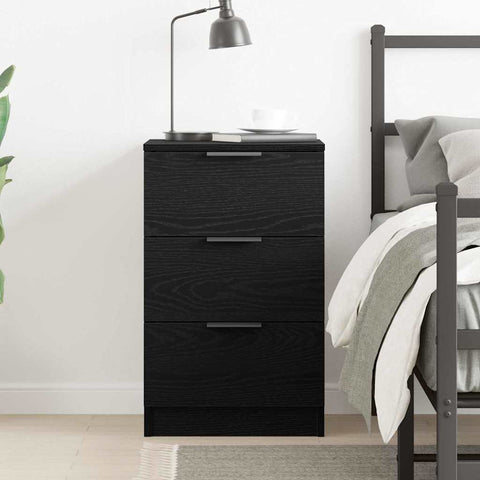 vidaXL Bedside Cabinet Black oak 40 x 65 x 65 cm Engineered wood