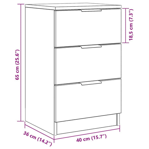 vidaXL Bedside Cabinet Black oak 40 x 65 x 65 cm Engineered wood