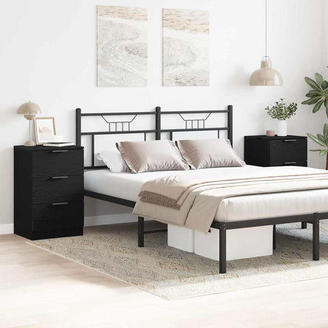 vidaXL Bedside Cabinet 2 pcs Black oak 40 x 65 x 65 cm Engineered wood