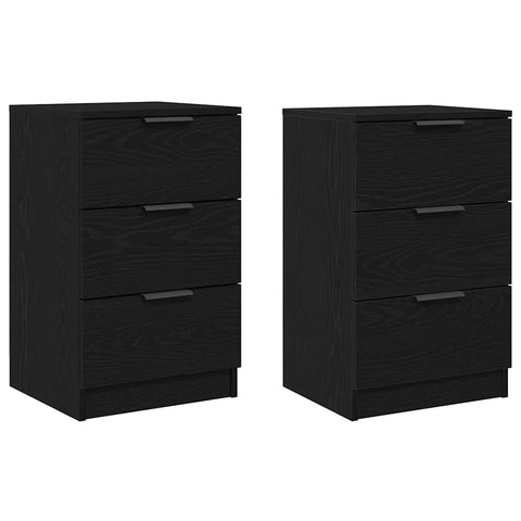 vidaXL Bedside Cabinet 2 pcs Black oak 40 x 65 x 65 cm Engineered wood