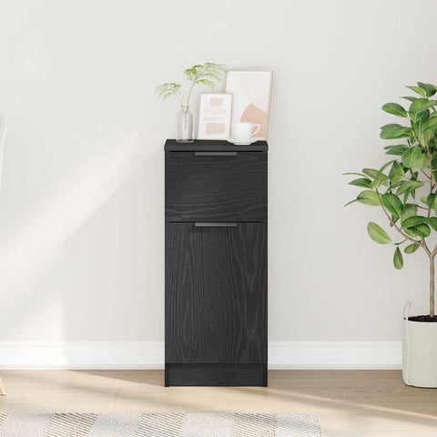 vidaXL Sideboard with Drawer Black oak 30 x 30 x 70 cm Engineered wood