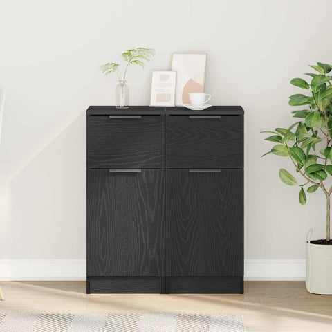 vidaXL Sideboards 2 pcs Black oak 30 x 30 x 70 cm Engineered wood