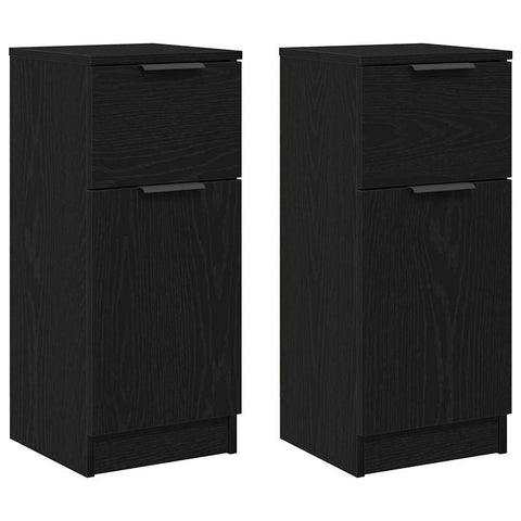 vidaXL Sideboards 2 pcs Black oak 30 x 30 x 70 cm Engineered wood