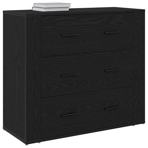 vidaXL Sideboard with Drawer Black Oak 80 x 33 x 70 cm Engineered wood