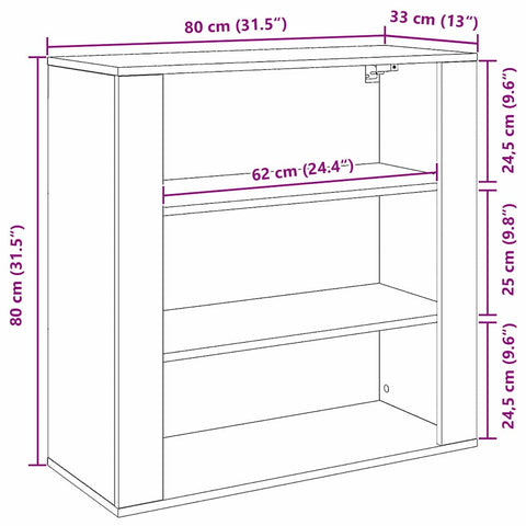 vidaXL Wall Cabinet Black oak 80 x 33 x 80 cm Engineered wood