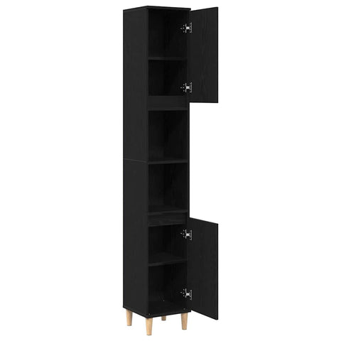 vidaXL Bathroom Cabinet Black oak 30 x 30 x 190 cm Engineered Wood
