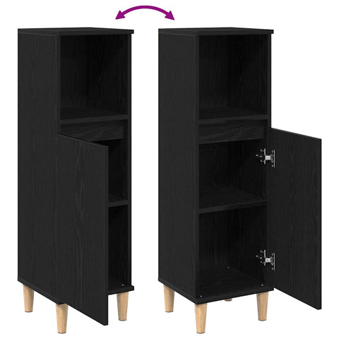 vidaXL Bathroom Cabinet Black Oak 30 x 30 x 100 cm Engineered wood