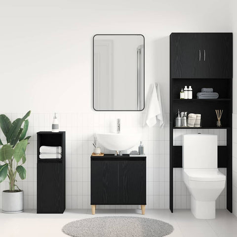 vidaXL Sink cabinet Black oak 58 x 33 x 60 cm Engineered Wood