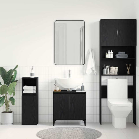 vidaXL Sink cabinet Black oak 58 x 33 x 60 cm Engineered Wood