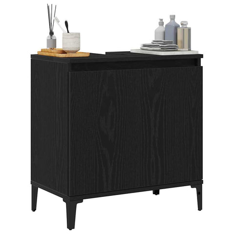 vidaXL Sink cabinet Black oak 58 x 33 x 60 cm Engineered Wood