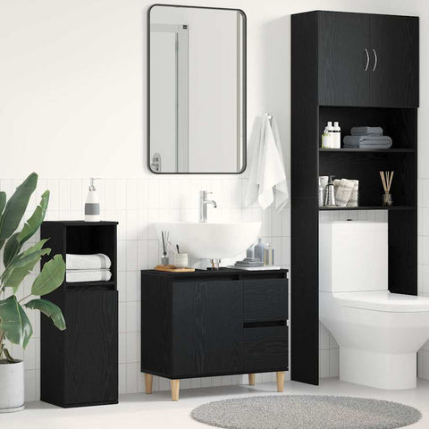 vidaXL Bathroom Cabinet Black oak 65 x 33 x 60 cm Engineered Wood