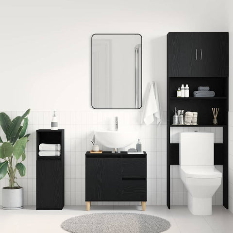 vidaXL Bathroom Cabinet Black oak 65 x 33 x 60 cm Engineered Wood