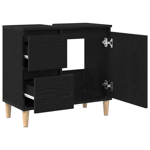 vidaXL Bathroom Cabinet Black oak 65 x 33 x 60 cm Engineered Wood