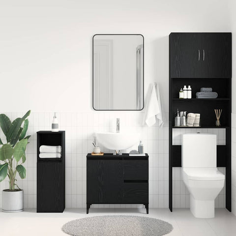 vidaXL Bathroom Cabinet Black oak 65 x 33 x 60 cm Engineered Wood
