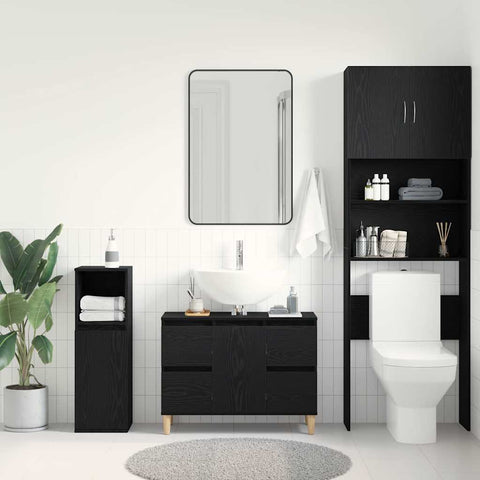 vidaXL Sink cabinet Black oak 80 x 33 x 60 cm Engineered Wood