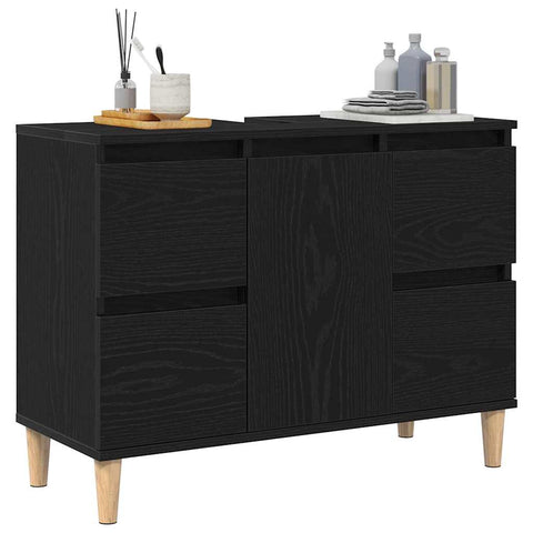 vidaXL Sink cabinet Black oak 80 x 33 x 60 cm Engineered Wood