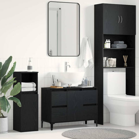 vidaXL Sink cabinet Black oak 80 x 33 x 60 cm Engineered Wood