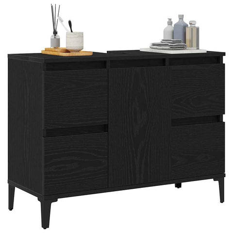 vidaXL Sink cabinet Black oak 80 x 33 x 60 cm Engineered Wood
