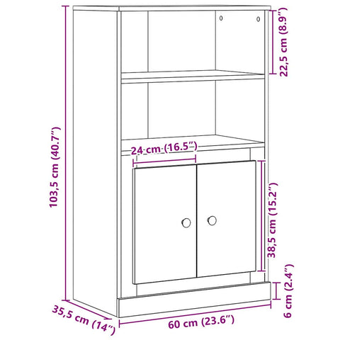 vidaXL Highboard Black Oak 60 x 35.5 x 103.5 cm Engineered wood