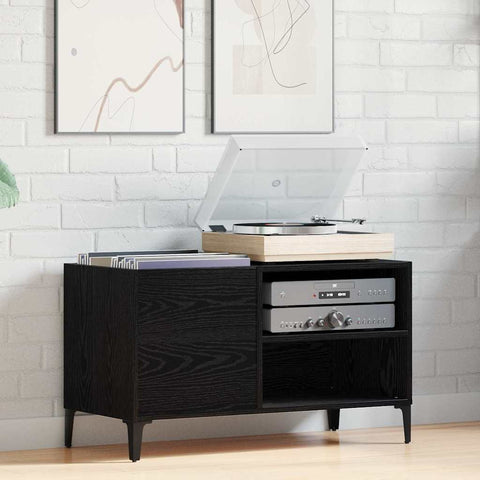 vidaXL Record Cabinet Black oak 84.5 x 38 x 48 cm Engineered wood
