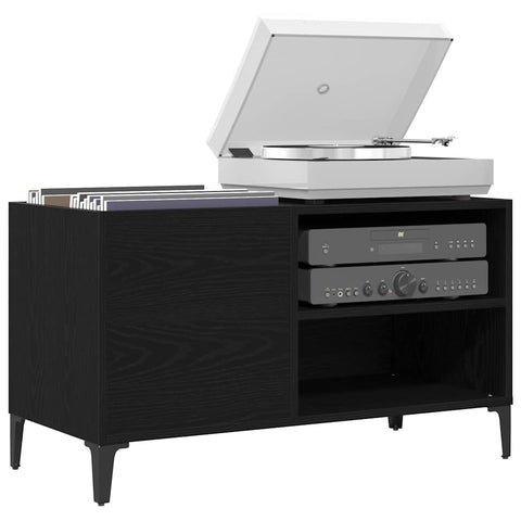 vidaXL Record Cabinet Black oak 84.5 x 38 x 48 cm Engineered wood
