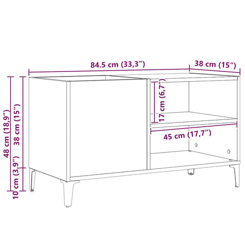 vidaXL Record Cabinet Black oak 84.5 x 38 x 48 cm Engineered wood