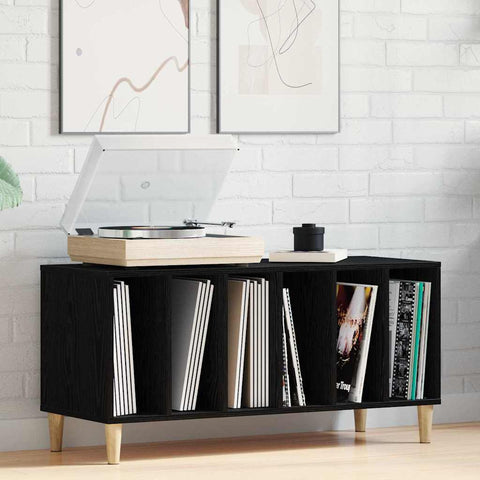 vidaXL Record Cabinet Black oak 100 x 38 x 48 cm Engineered wood