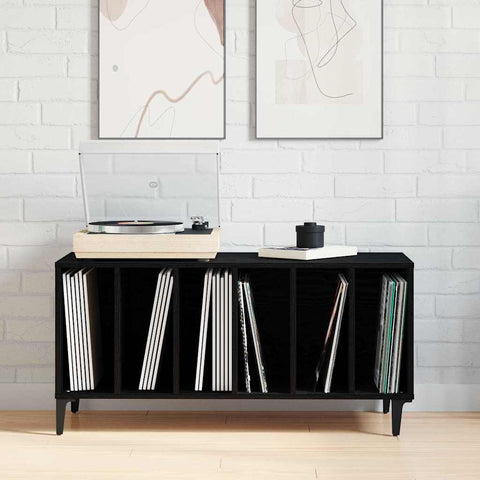 vidaXL Record Cabinet Black oak 100 x 38 x 48 cm Engineered wood